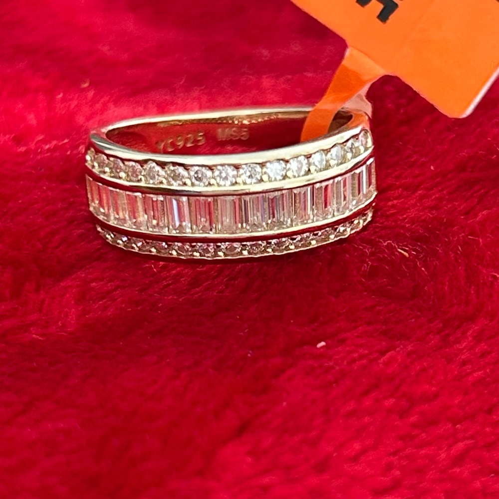 Luxury Moissanite Diamond gold baguette band‎ size 7